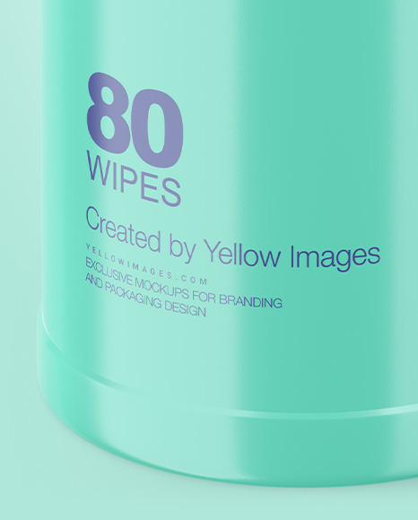 Glossy Opened Sanitizing Wipes Canister Mockup In Packaging Mockups On Yellow Images Object Mockups