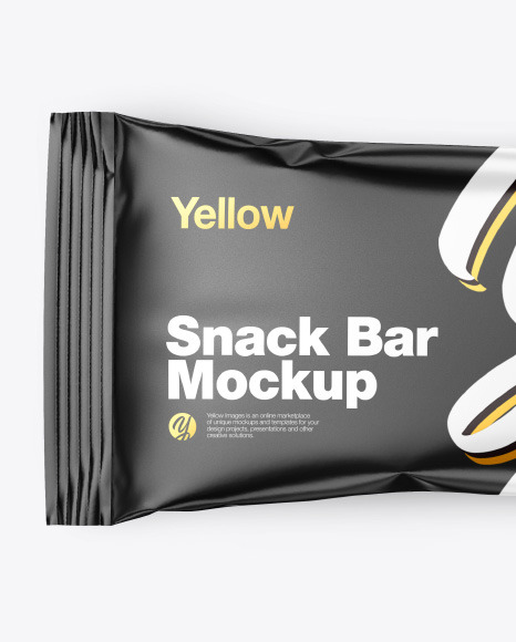 Download Glossy Snack Package Mockup In Flow Pack Mockups On Yellow Images Object Mockups