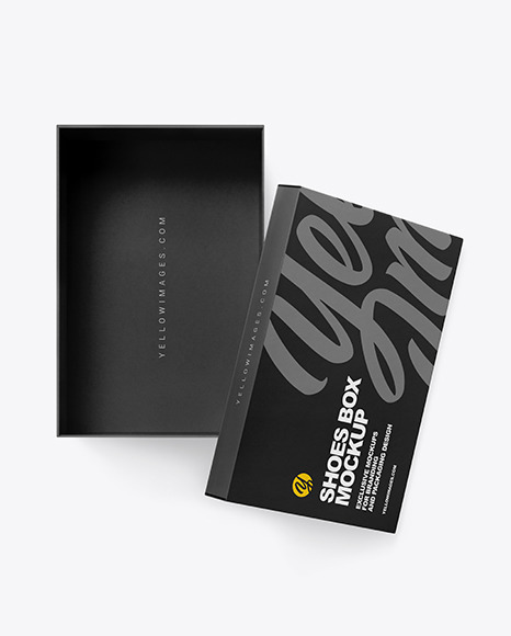 Opened Shoe Box Mockup In Box Mockups On Yellow Images Object Mockups