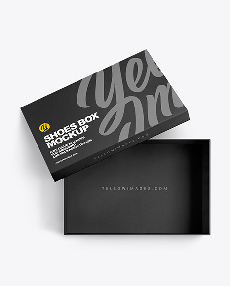 Opened Shoe Box Mockup In Box Mockups On Yellow Images Object Mockups