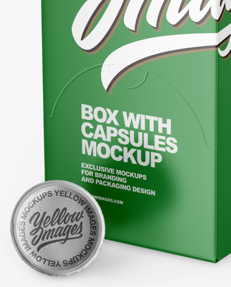 Box With Coffee Capsules Mockup in Box Mockups on Yellow Images Object Mockups