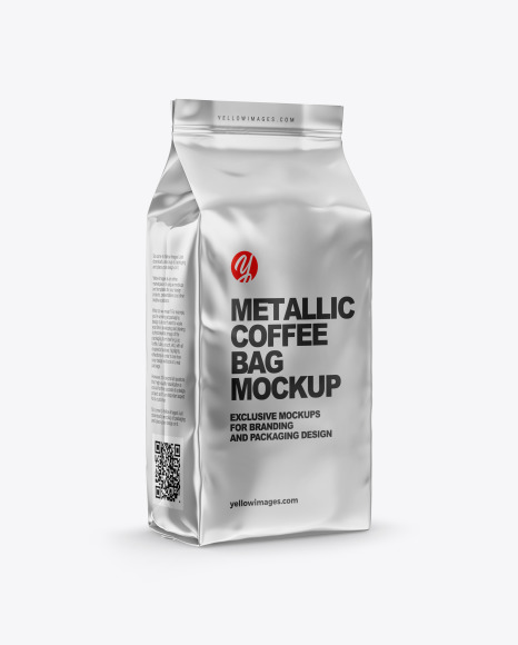 Download Metallic Coffee Bag Mockup Half Side View In Bag Sack Mockups On Yellow Images Object Mockups Yellowimages Mockups