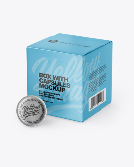 Download Box With Coffee Capsules Mockup In Box Mockups On Yellow Images Object Mockups Yellowimages Mockups