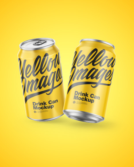 Download Metallic Drink Cans W Glossy Finish Mockup In Can Mockups On Yellow Images Object Mockups