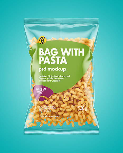 Download Plastic Bag With Cavatappi Pasta Mockup | Yellow Author