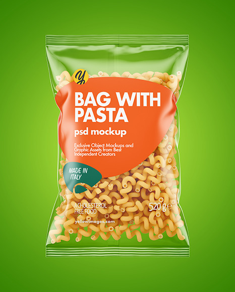 Download Plastic Bag With Cavatappi Pasta Mockup | Yellow Author