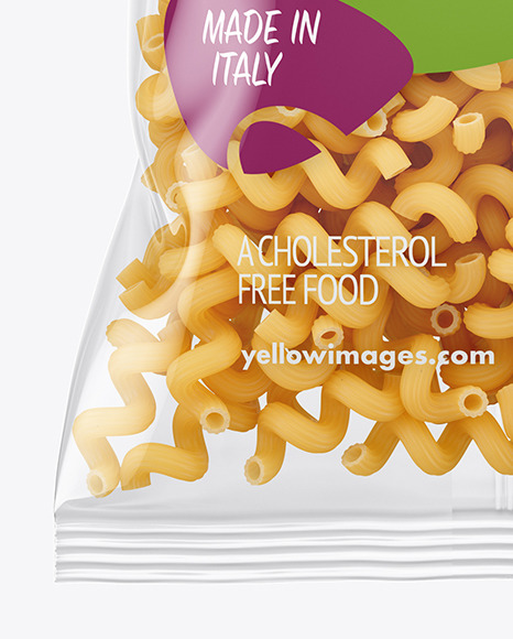 Download Plastic Bag With Cavatappi Pasta Mockup In Bag Sack Mockups On Yellow Images Object Mockups Yellowimages Mockups