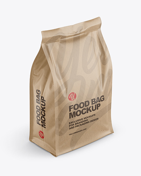 Download Kraft Food Bag Mockup Half Side View High Angle Shot In Bag Sack Mockups On Yellow Images Object Mockups