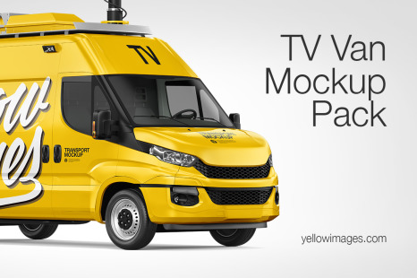 Download Tv Van Mockup Pack In Handpicked Sets Of Vehicles On Yellow Images Creative Store PSD Mockup Templates