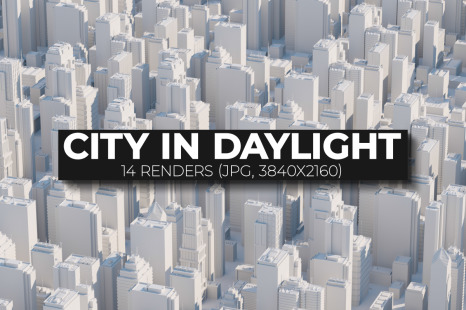 Set of different render of city in daylight