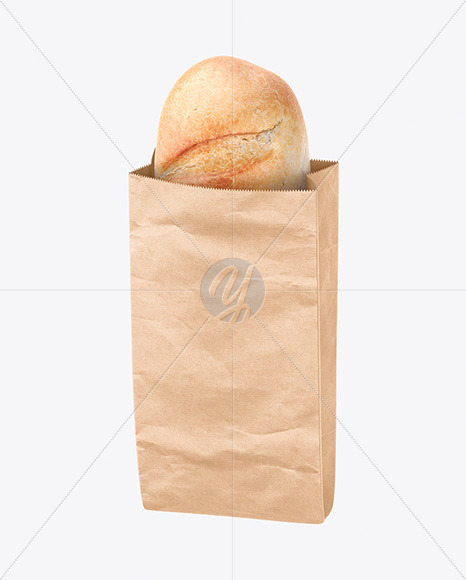 Paper Bag With Bread Mockup In Packaging Mockups On Yellow Images Object Mockups