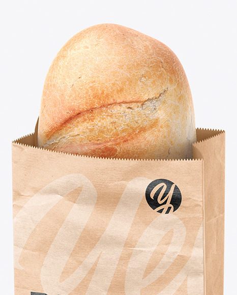 Paper Bag With Bread Mockup PSD #3