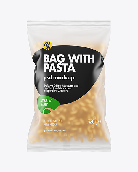 Frosted Plastic Bag With Cavatappi Pasta Mockup PSD #2