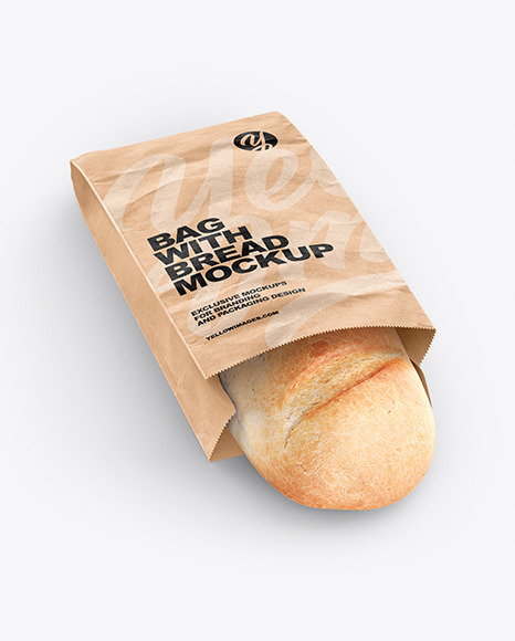 Download Paper Bag With Bread Mockup In Packaging Mockups On Yellow Images Object Mockups Yellowimages Mockups