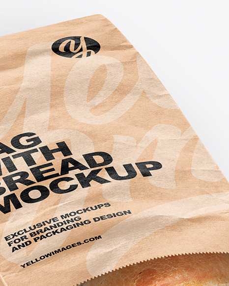 Download Paper Bag With Bread Mockup In Packaging Mockups On Yellow Images Object Mockups PSD Mockup Templates