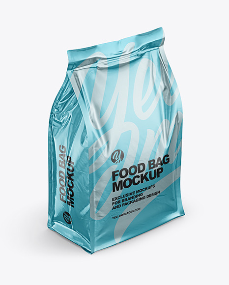 Download Glossy Metallic Food Bag Mockup Half Side View High Angle Shot In Bag Sack Mockups On Yellow Images Object Mockups PSD Mockup Templates