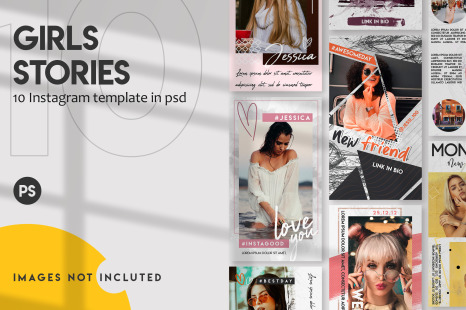 10 Girls stories Instagram stories template in one set