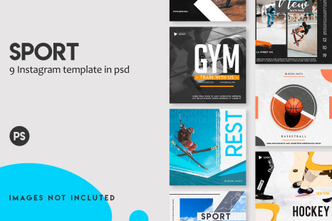 9 sport instagram template in one set