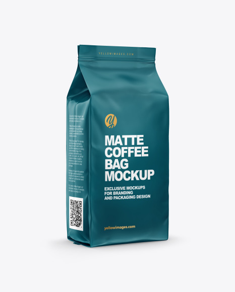 Matte Coffee Bag Mockup Half Side View In Bag Sack Mockups On Yellow Images Object Mockups