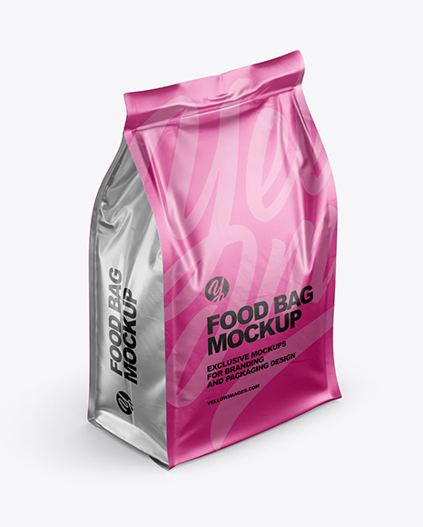 Download Matte Metallic Food Bag Mockup Half Side View High Angle Shot In Bag Sack Mockups On Yellow Images Object Mockups