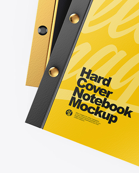 Download Two Hard Cover Notebooks Mockup In Stationery Mockups On Yellow Images Object Mockups PSD Mockup Templates