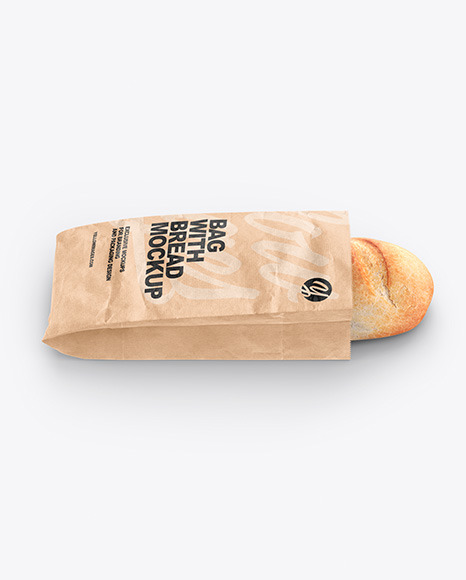 Paper Bag With Bread Mockup In Packaging Mockups On Yellow Images Object Mockups