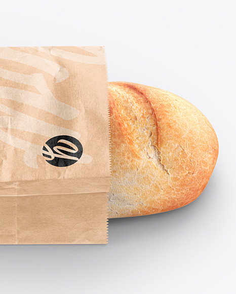 Download Paper Bag With Bread Mockup In Packaging Mockups On Yellow Images Object Mockups