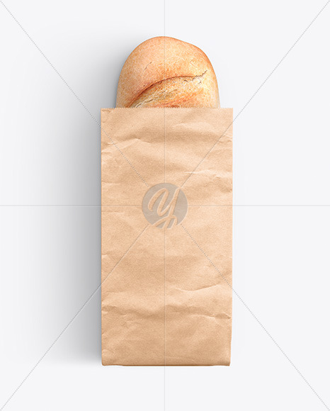 Paper Bag With Bread Mockup PSD #1