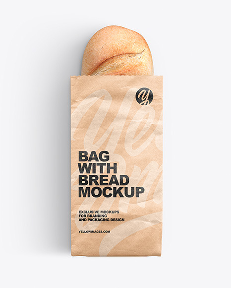 Paper Bag With Bread Mockup PSD #2