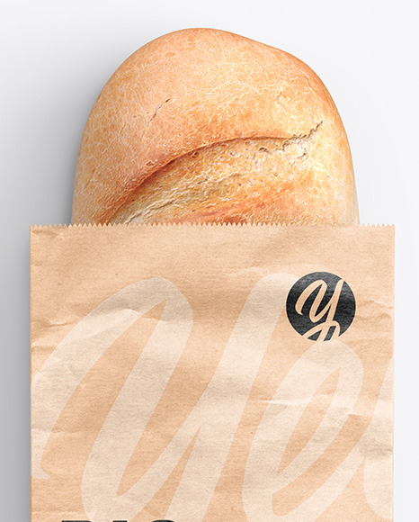 Paper Bag With Bread Mockup PSD #3