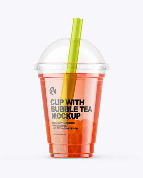 Download Fruit Bubble Tea Cup Mockup In Cup Bowl Mockups On Yellow Images Object Mockups PSD Mockup Templates