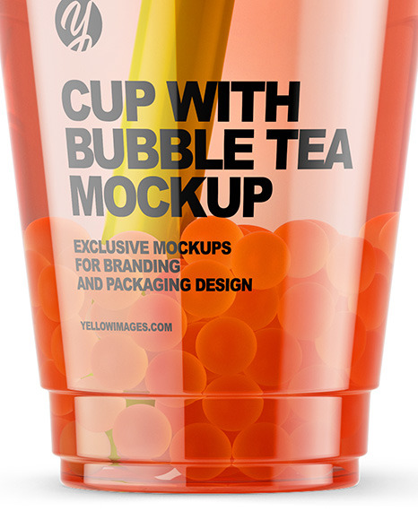 Fruit Bubble Tea Cup Mockup In Cup Bowl Mockups On Yellow Images Object Mockups