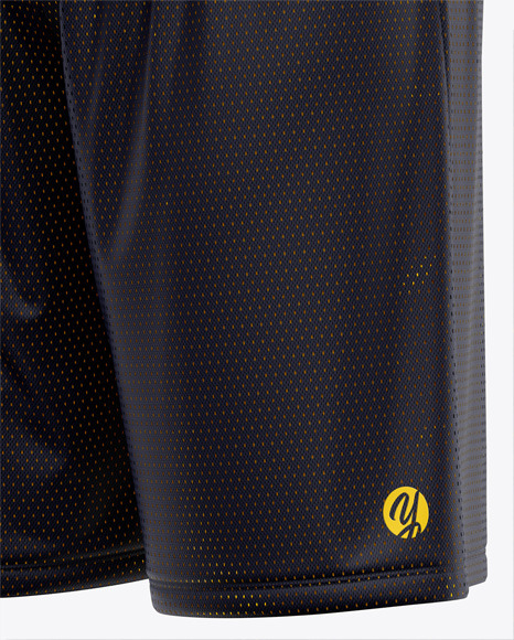 Basketball Reversible Mesh Short Mockup Front Half Side View In Apparel Mockups On Yellow Images Object Mockups