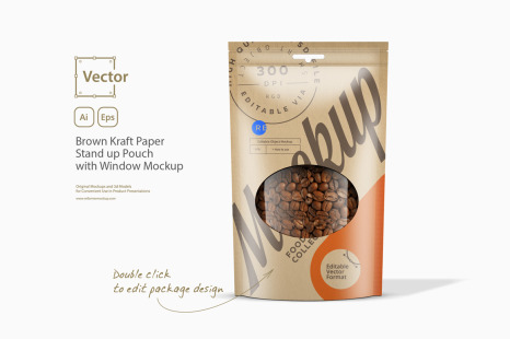 Download Kraft Paper Bag Stand Up Pouch Doypack With Clear Window Mockup In Packaging Mockups On Yellow Images Creative Store Yellowimages Mockups