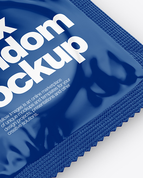 Download Glossy Condom Packaging Mockup - Half Side View in Sachet ...