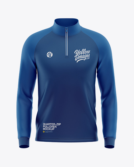 Men S Raglan Quarter Zip Pullover Mockup Front View In Apparel Mockups On Yellow Images Object Mockups