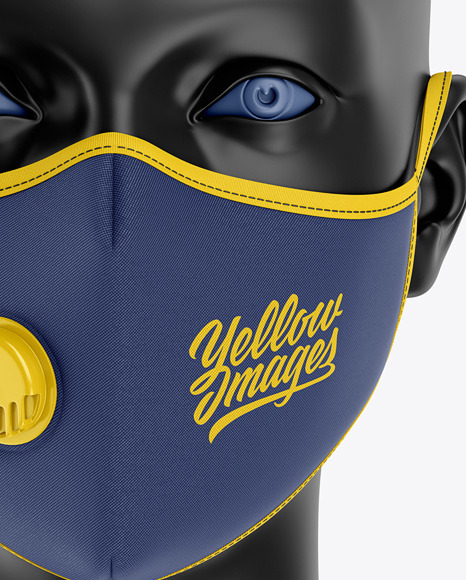 Download Anti Pollution Face Mask With Exhalation Valve In Apparel Mockups On Yellow Images Object Mockups