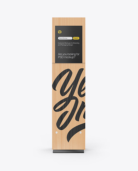 Wooden Stand With Poster Mockup In Outdoor Advertising Mockups On Yellow Images Object Mockups