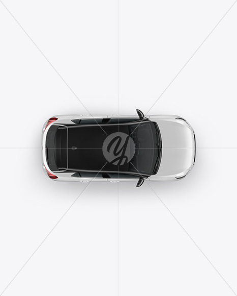 Download Hatchback 5 Doors Mockup Top View In Vehicle Mockups On Yellow Images Object Mockups PSD Mockup Templates