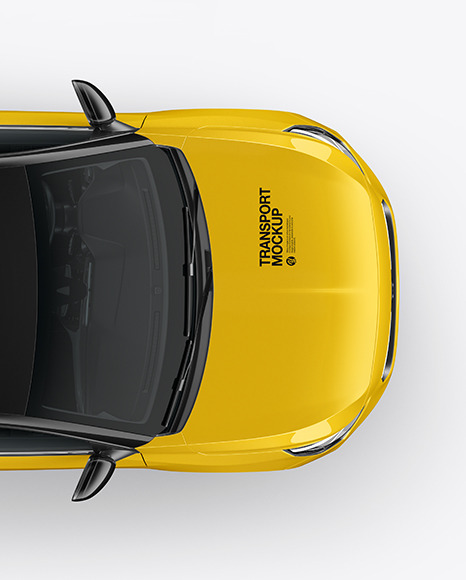 Download Hatchback 5 Doors Mockup Top View In Vehicle Mockups On Yellow Images Object Mockups PSD Mockup Templates