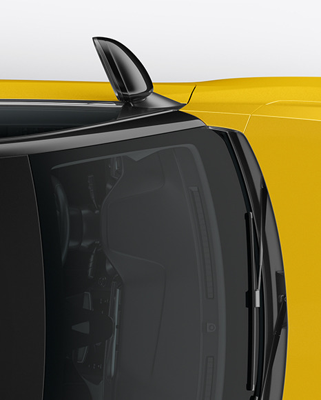 Download Hatchback 5 Doors Mockup Top View In Vehicle Mockups On Yellow Images Object Mockups PSD Mockup Templates