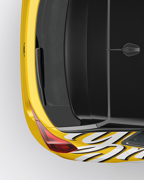 Download Hatchback 5 Doors Mockup Top View In Vehicle Mockups On Yellow Images Object Mockups PSD Mockup Templates