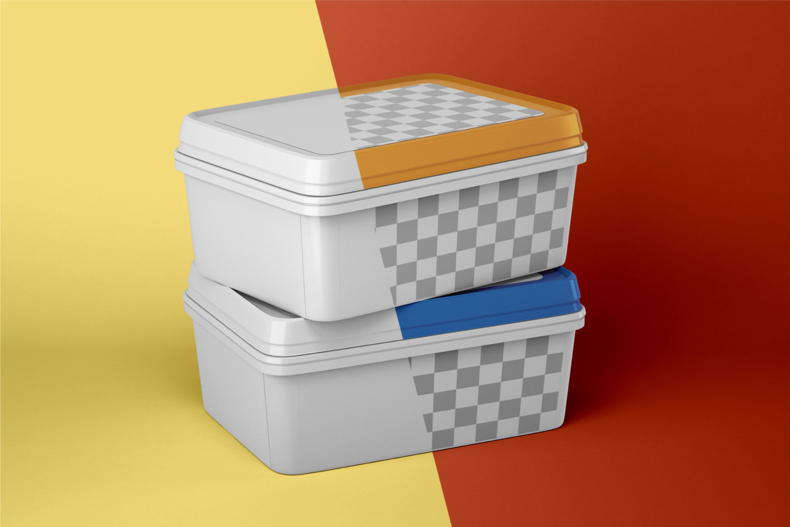 Download Ice Cream Cup Mockup Set Ice Cream Box In Packaging Mockups On Yellow Images Creative Store PSD Mockup Templates