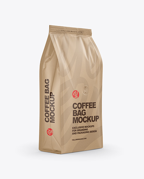 Download Kraft Coffee Bag Mockup - Half Side View in Bag & Sack ...