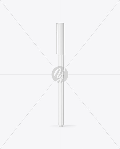 Glossy Plastic Brush Pen With Cap Mockup   Front View PSD #1