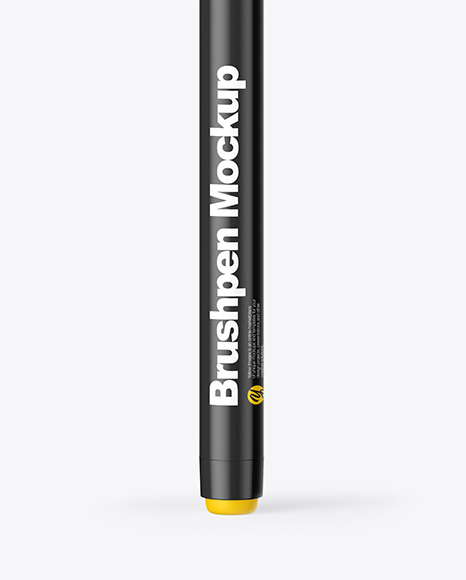 Glossy Plastic Brush Pen With Cap Mockup Front View In Stationery Mockups On Yellow Images Object Mockups