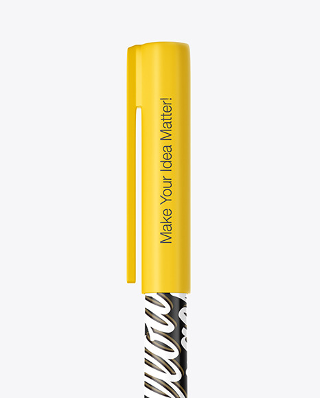 Download Glossy Plastic Brush Pen With Cap Mockup Front View In Stationery Mockups On Yellow Images Object Mockups PSD Mockup Templates