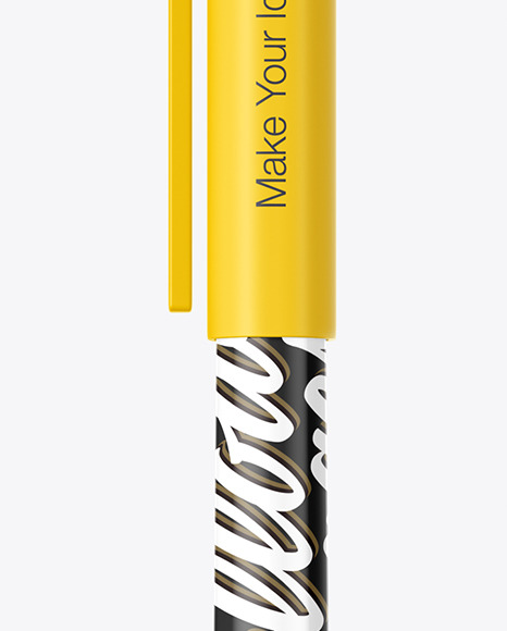 Glossy Plastic Brush Pen With Cap Mockup   Front View PSD #5