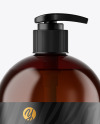 Amber Plastic Bottle with Pump Mockup