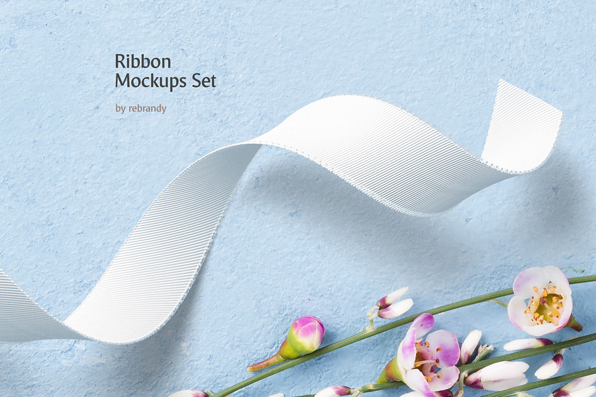 Ribbon Mockups Set In Packaging Mockups On Yellow Images Creative Store